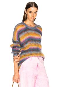 Chloe Striped Brushed Mohair Sweater In Blue,pink,stripes,yellow