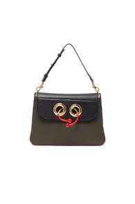 J.w. Anderson Medium Pierce Bag With Eyelets In Green,black