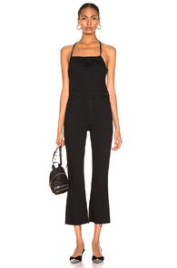 Mother Tie Back Hustler Ankle Fray Jumpsuit In Black