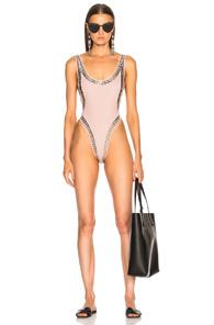 Norma Kamali Studded Marissa Swimsuit In Pink