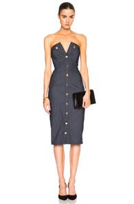 Cushnie Et Ochs Stretch Denim Strapless Dress In Blue