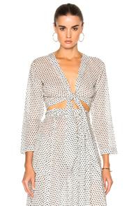 Lisa Marie Fernandez Tie Blouse In Geometric Print,white