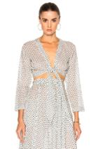 Lisa Marie Fernandez Tie Blouse In Geometric Print,white