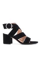 Gianvito Rossi Suede Chunky Heel Strap Sandal In Black
