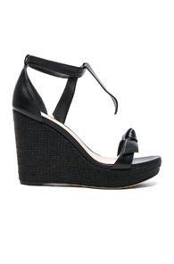 Alexandre Birman Leather Clarita 100 Platform Wedges In Black
