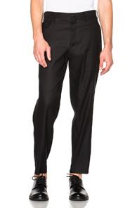 Yohji Yamamoto Stretch Twill Slim Slacks In Black