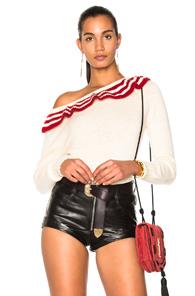Philosophy Di Lorenzo Serafini Ruffle Sweater In Neutrals,red,stripes