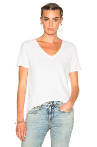 R13 Low V Tee In White