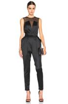 Pierre Balmain Sheer V-neck Jumpsuit In Black