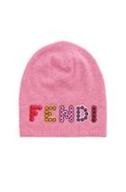 Fendi Embellished Beanie In Pink