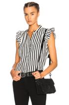 Frame Sleeveless Ruffle Top In Black,white,stripes