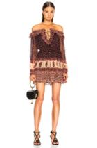 Zimmermann Jaya Stamp Frill Dress In Abstract,brown,red