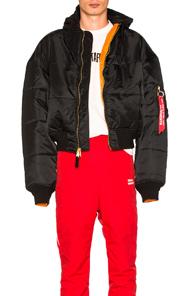 Vetements X Alpha Industries Reversible Bomber Jacket In Black,orange