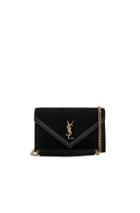 Saint Laurent Suede & Leather Monogramme Le Sept Envelope Bag In Black