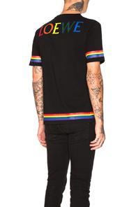 Loewe Logo Rainbow Tee In Black,stripes