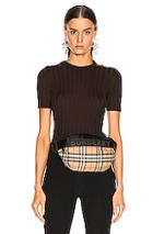 Helmut Lang Short Sleeve Slash Crewneck Top In Brown