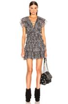 Saint Laurent Leopard Ruffle Dress In Animal Print,black,gray