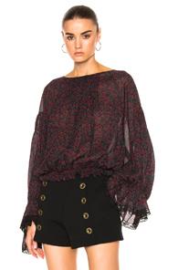 Chloe Cherry Print On Crepon Blouse In Floral,green,red