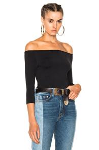 Helmut Lang Off Shoulder Long Sleeve Top In Black