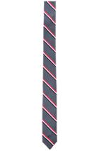 Thom Browne Silk Necktie In Gray,stripes