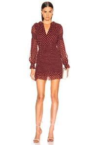 Nicholas Polka Dot Smocked Dress In Polka Dots,red