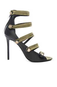 Balenciaga Leather Strap Heels In Green