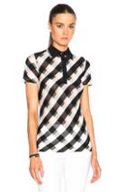 Stella Mccartney Transparent Check Top In Blue,checkered & Plaid