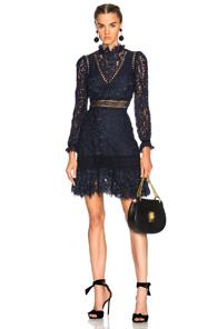 Sea Lace Embroidered Dress In Blue