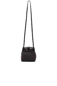 Kara Shearling Nano Tie Crossbody Bag In Gray