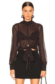 Nicholas Ditsy Rose Tie Blouse In Black,floral