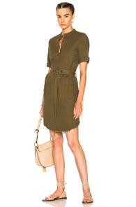Raquel Allegra Henley Cargo Dress In Green