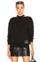 Unravel Cotton Cashmere Cut Out Crewneck Sweatshirt In Black
