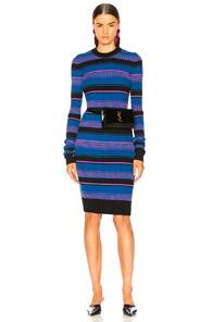 Maison Margiela Midi Sweater Dress In Black,blue,pink,stripes