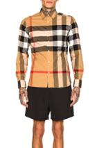 Burberry Giant Exploded Stretch Shirt In Neutral,plaid