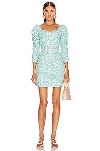 Nicholas Crossover Gathered Dress In Blue,floral