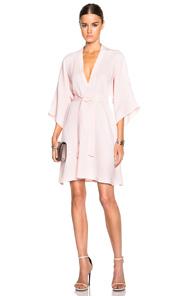 Tome Fwrd Exclusive Crepe V-neck Shirt Dress In Pink