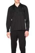 Yohji Yamamoto Cdh Open Collar Shirt In Black