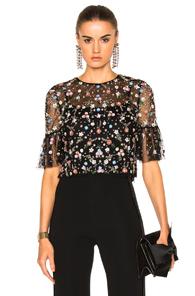 Needle & Thread Starburst Top In Black,floral