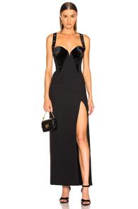 Versace Crossback Bustier Gown In Black