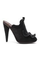 Fendi Nubuck Leather Sabots In Black