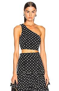 Cinq A Sept Dotted Maayan Top In Black,polka Dots