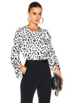 Tibi Sculpted Sleeve Easy Top In White,animal Print