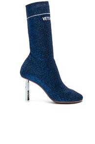 Vetements Lurex Sock Ankle Boots In Blue,metallics