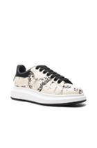 Alexander Mcqueen Moth Print Platform Leather Sneakers In White,animal Print