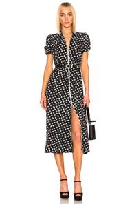 Alexachung Puff Sleeve Zip Through Dress In Black,floral