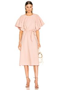 The Great Smoked Sleeve Dress With Belt In Pink