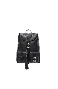 Saint Laurent Small Croc Embossed Festival Backpack In Black