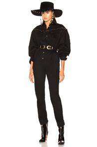 Alberta Ferretti Studded Western Jumpsuit In Black