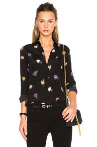 Saint Laurent Oversize Aerial Flower Blouse In Black,floral