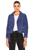 Acne Studios Mock Suede Leather Jacket In Blue